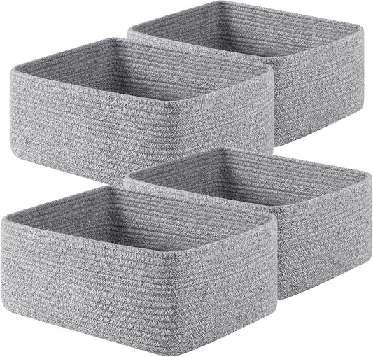 OIAHOMY 4 Pack 14.17*11.02*6.3IN Storage Baskets for Organizing Shelves, Woven Rope Baskets for