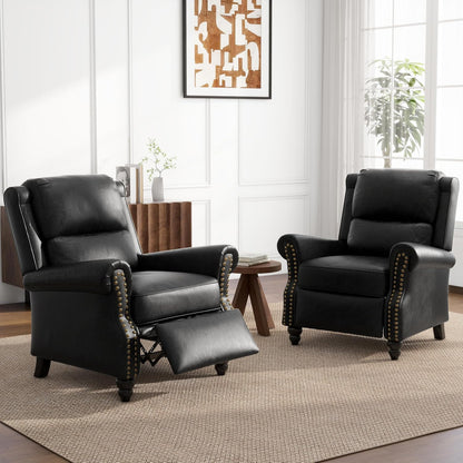 UIXE Pushback Recliner Chairs Set of 2, PU Leather Armchair Push Back Accent Chair, Rivet Trim Club