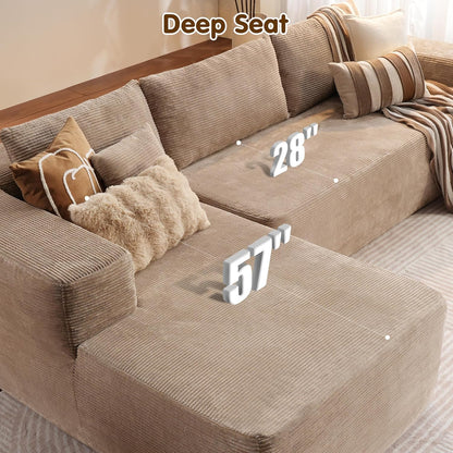 ovios 104" Cloud Sectional Couch with L-Shape Chaise,Modern Modular Sofa with Deep Seat