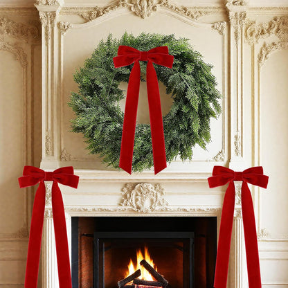 Senjie Velvet Large Christmas Bows for Staircase Garland Wreath, 20in x 8in Vintage Ribbon Bows