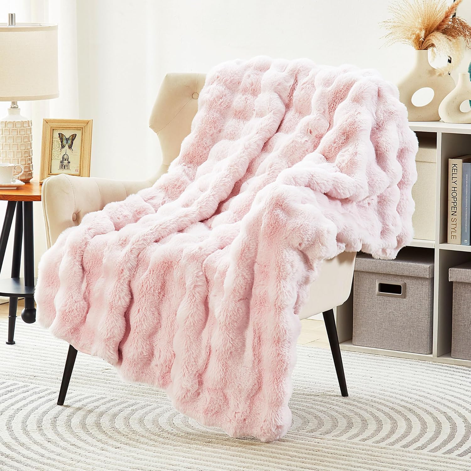 DREAMNINE Oversized Soft Thick Fuzzy Faux Rabbit Fur Throw Blanket Twin Size 60" x 71", Double