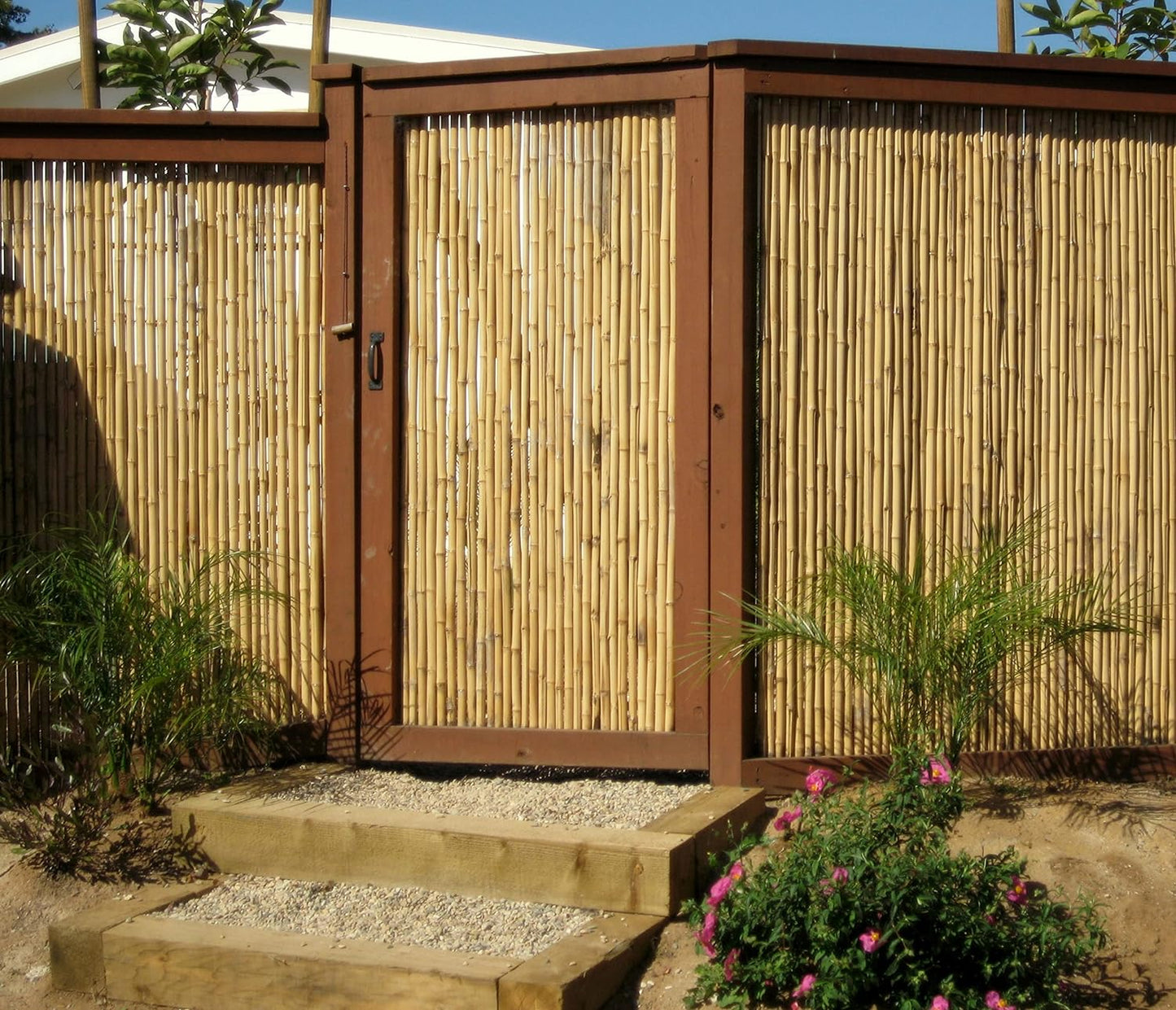 Backyard X-Scapes Natural Bamboo Fencing Decorative Rolled Fence Panel 0.75 in D x 4 ft H x 8 ft L