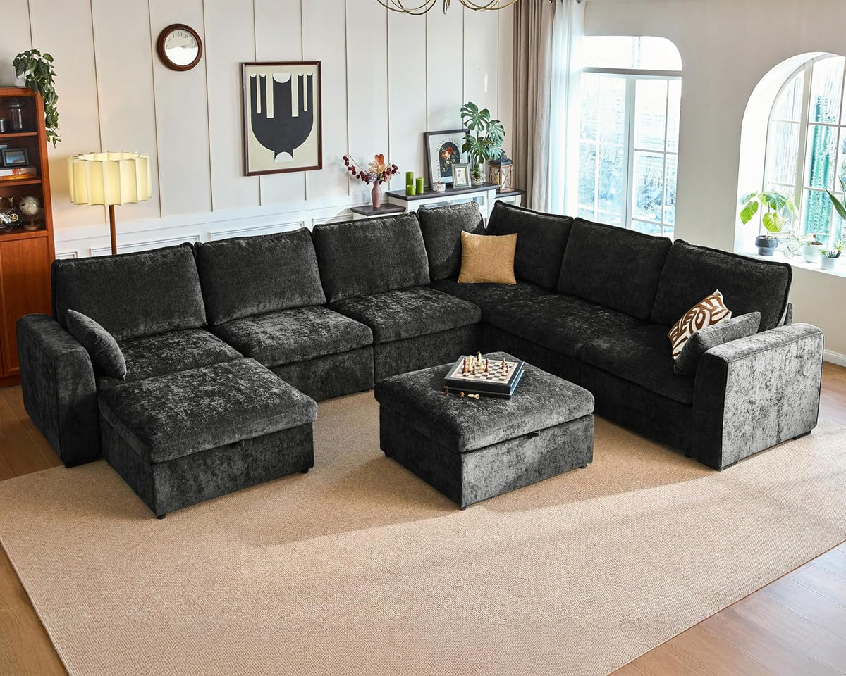 Oversized Modular Sofa Comfy Cloud Couch with Storage, Extra Deep Plush Sectional Sofa Set for