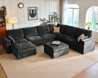 Oversized Modular Sofa Comfy Cloud Couch with Storage, Extra Deep Plush Sectional Sofa Set for