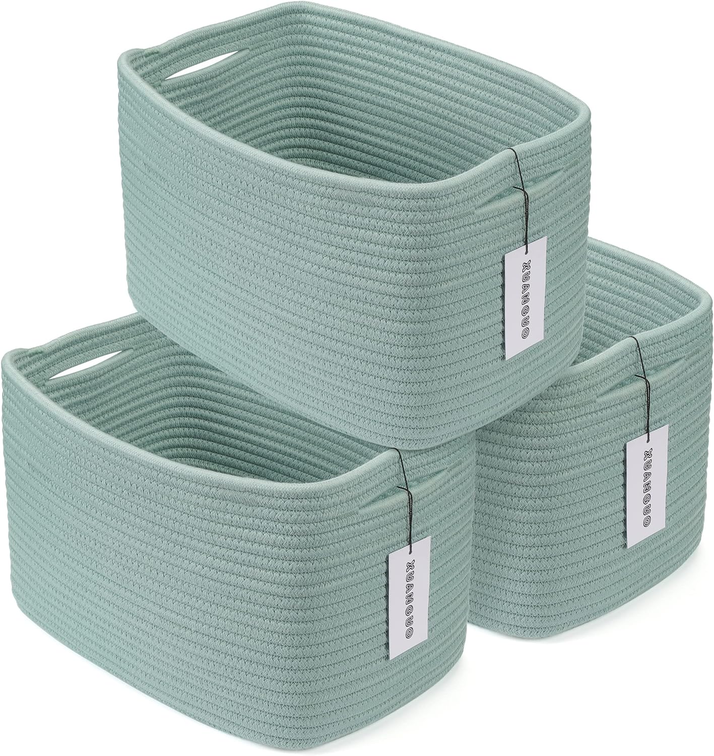 Cotton Rope storage Basket Bins Woven Basket for Organizing Shelves Rectangle Decorative Baskets