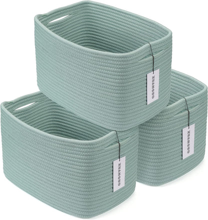 Cotton Rope storage Basket Bins Woven Basket for Organizing Shelves Rectangle Decorative Baskets