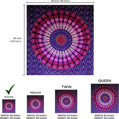 raajsee Indian Cotton Purple Tapestry Mandala Wall Hangings- Tapestry For Bedroom - Indie Wall