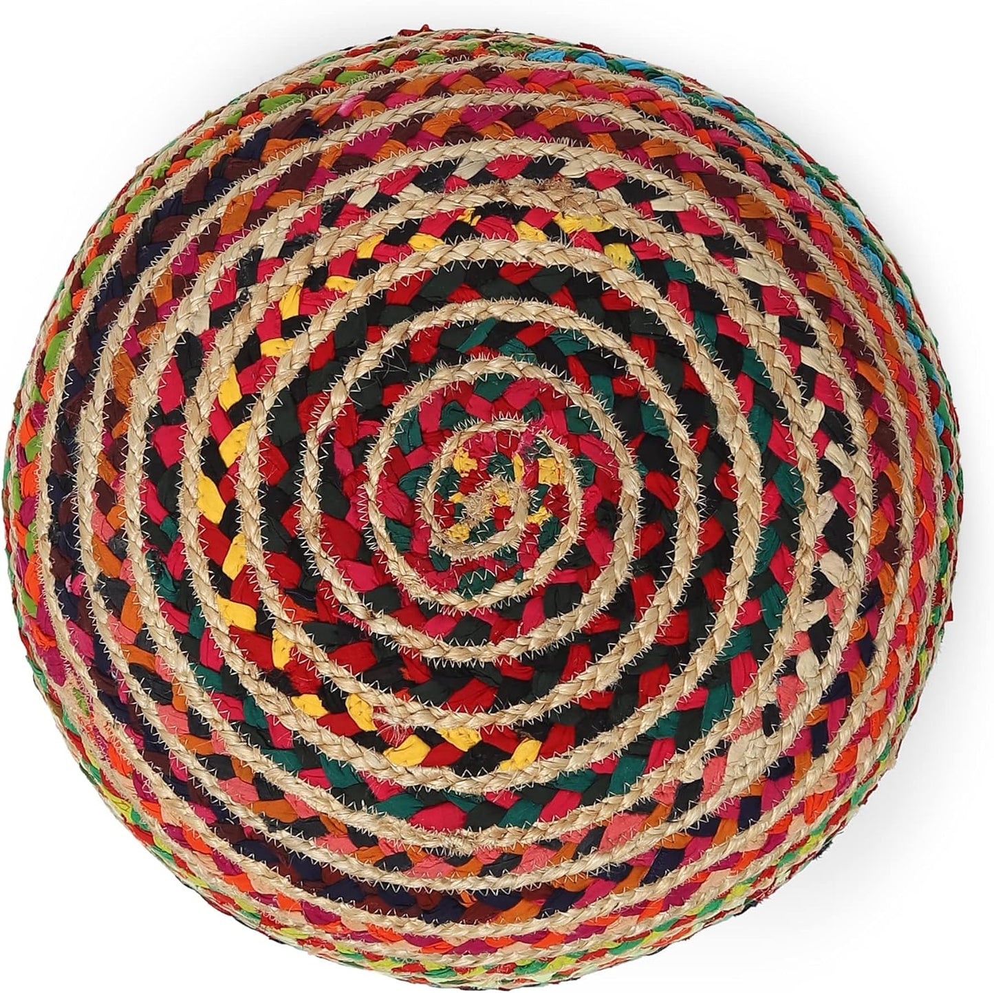 REDEARTH · Round Pouf Ottoman - Braided Boho Poof Home Décor Pouffe Accent Sitting Circular Foot