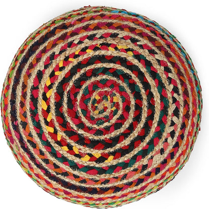 REDEARTH · Round Pouf Ottoman - Braided Boho Poof Home Décor Pouffe Accent Sitting Circular Foot