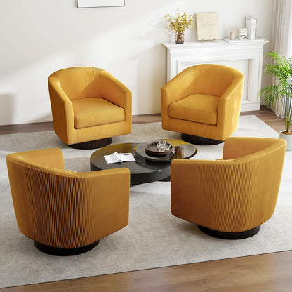 Swivel Barrel Accent Chair, Modern Round Corduroy Fabric Arm Chair for Living Room, Bedroom, Comfy