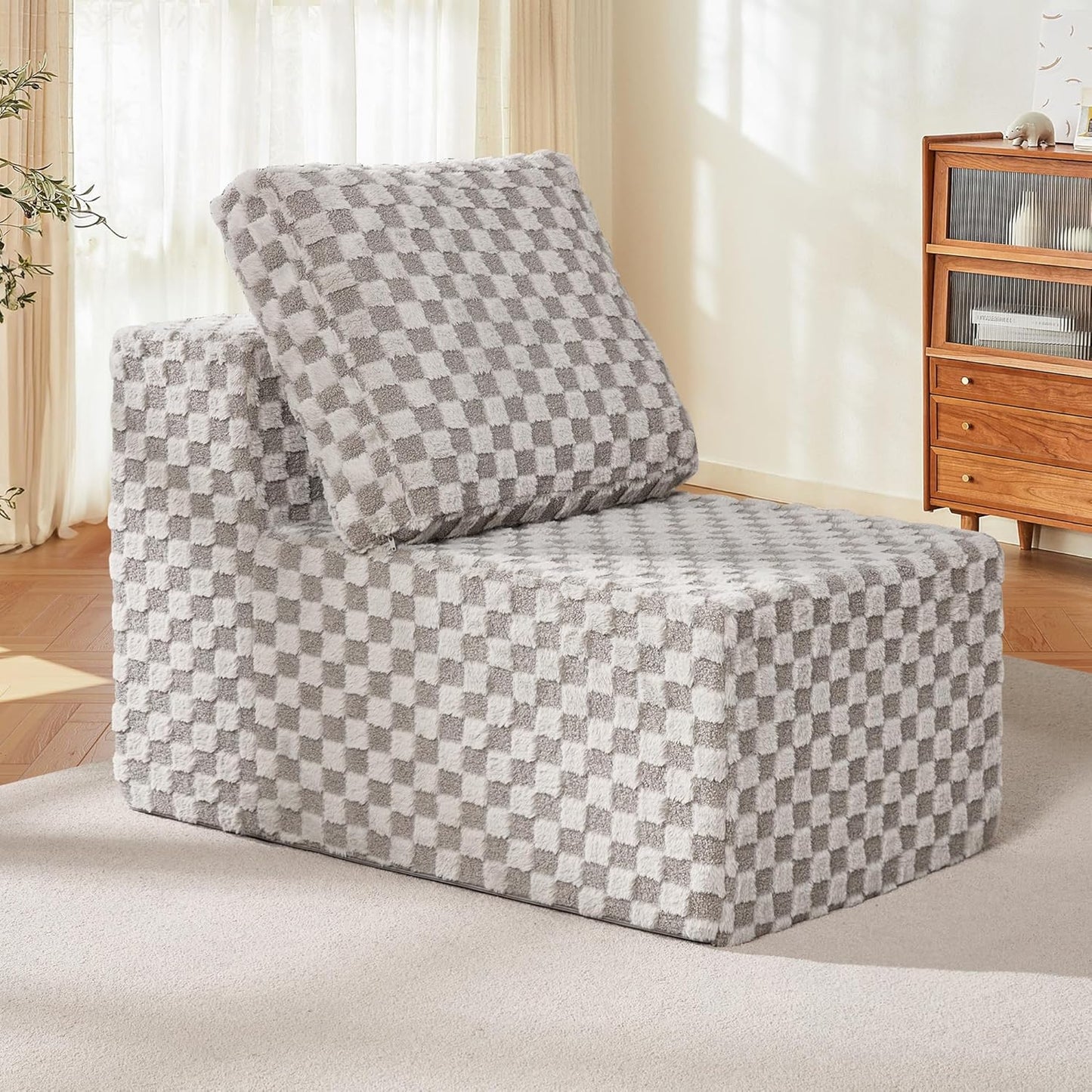 Single Sofa 1 Seat Couch with Deep Seat Memory Foam Cloud Chair with Pillows Large Sofa with L