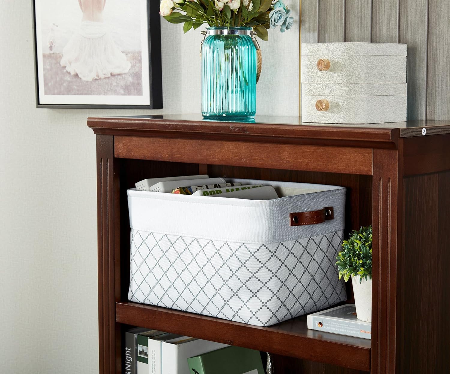 DECOMOMO White Storage Bins Fabric Storage Baskets for Shelves, Linen Closet Organization Toys