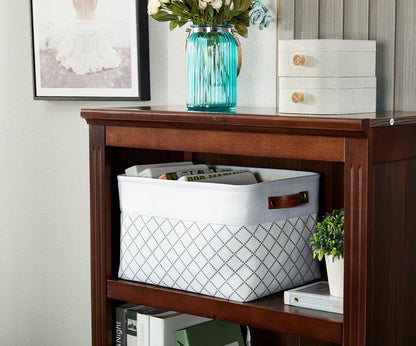 DECOMOMO White Storage Bins Fabric Storage Baskets for Shelves, Linen Closet Organization Toys