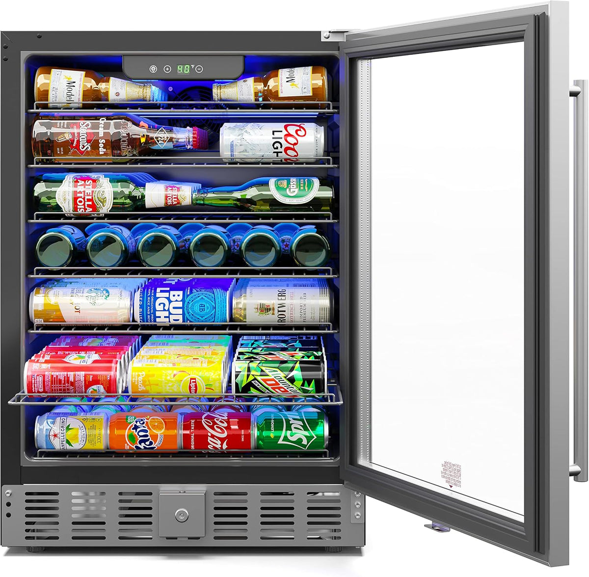 KoolMore 23.4??Inches Small Built-In Glass Door Refrigerator and Beverage Cooler for Soda Cans, 6