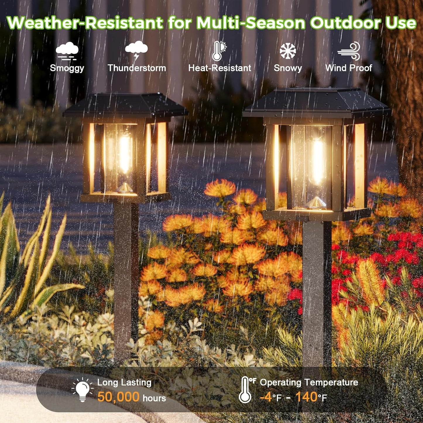 XMCOSY+ Solar Pathway Lights Outdoor Waterproof IP65 - Dual-Tone 25 LM LED Solar Garden Lights for