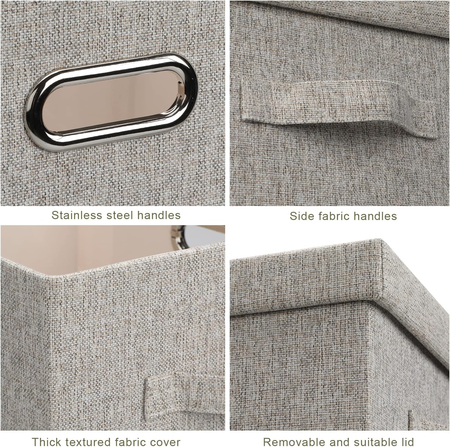 Large 17 36 Quart Collapsible Stackable Storage Bins with Lids, 1 Pack Beige Foldable Fabric Closet