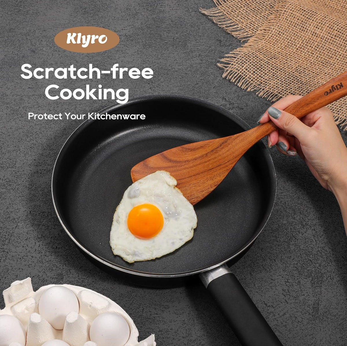 Wooden Spoons for Cooking, Nonstick Kitchen Utensils Set with 4 Piece Measuring Spoons, Comfort