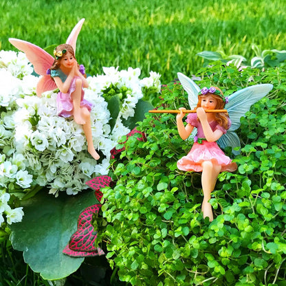 Mood Lab Fairy Garden - Miniature Fairies Figurines - Sitting Girls Set of 2 pcs - for Outdoor or