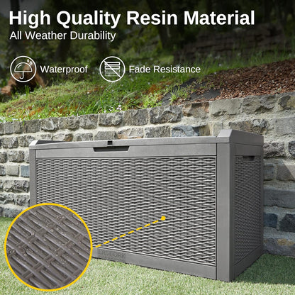 EAST OAK Outdoor Storage Box, 100 Gallon Deck Box, Waterproof Resin Storage Bench for Patio
