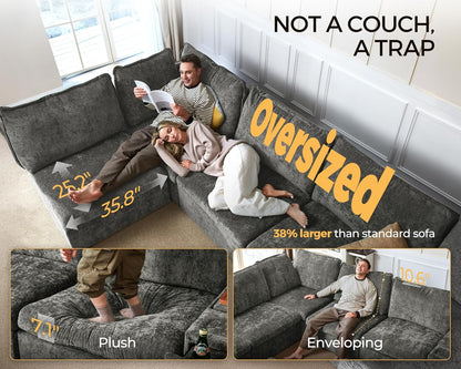 Oversized Modular Sofa Comfy Cloud Couch with Storage, Extra Deep Plush Sectional Sofa Set for