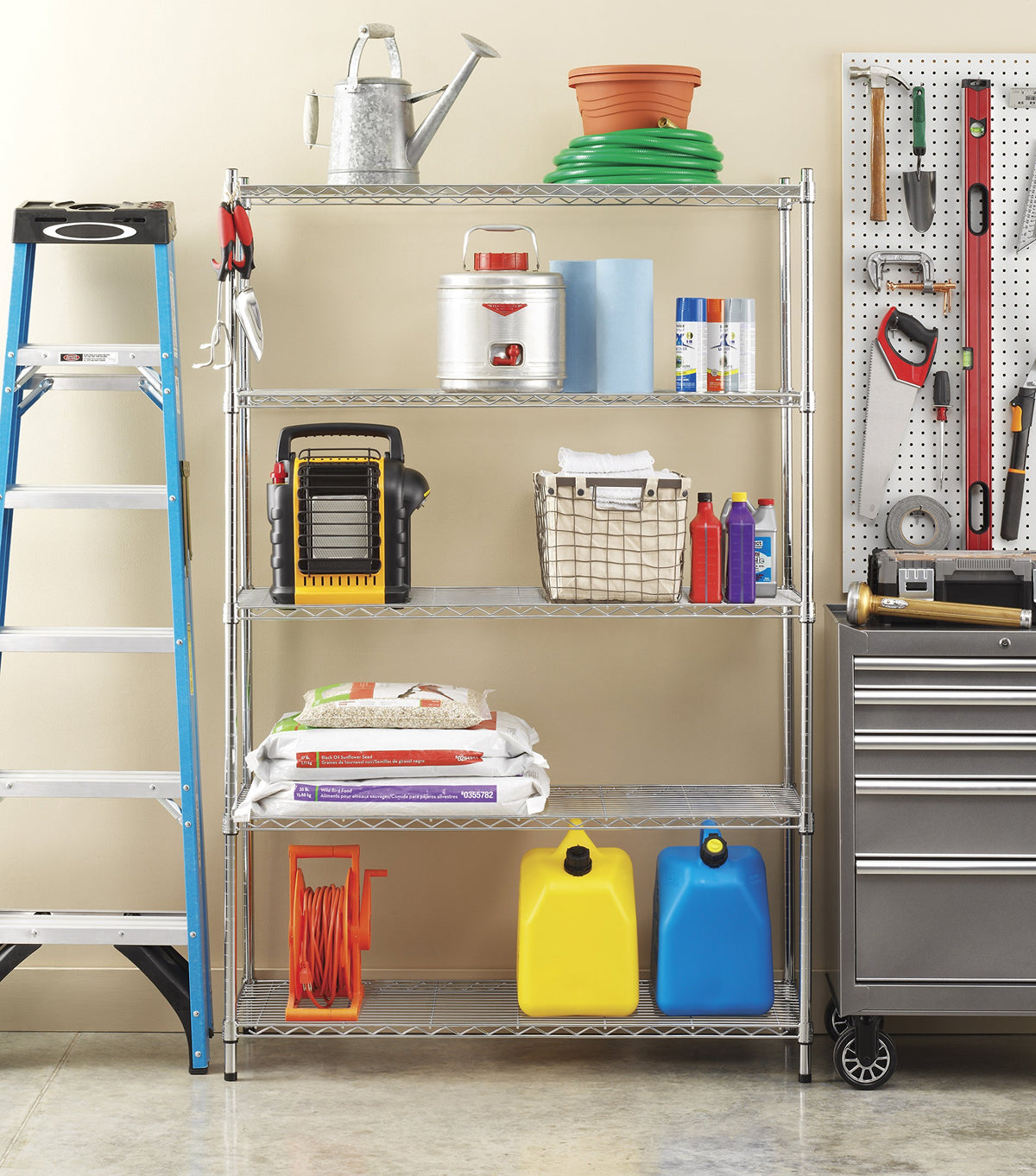 Whitmor 5 Tier Heavy Duty Shelving Unit, Metal Storage Shelves, 500 lbs Capacity per Shelf, Max