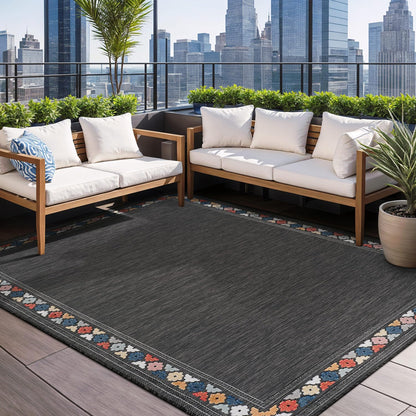 Beverly Rug Outdoor Rug 6x9 Modern Bordered Area Rugs for Indoor and Outdoor Patio Easy to Clean