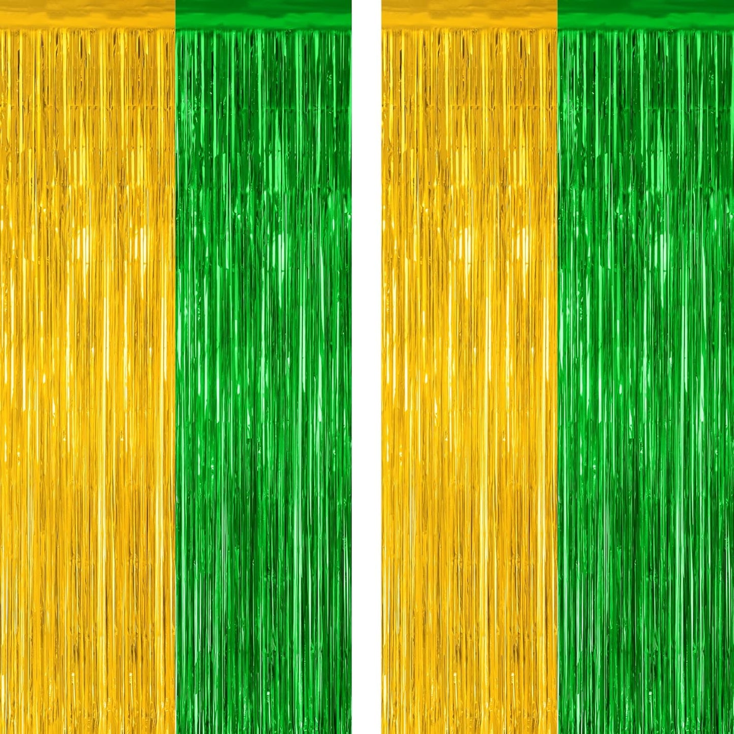 2 Pack Graduation Backdrop, Large Grad Decor 2025, Green Gold Graduation Photo Backdrop Fringe
