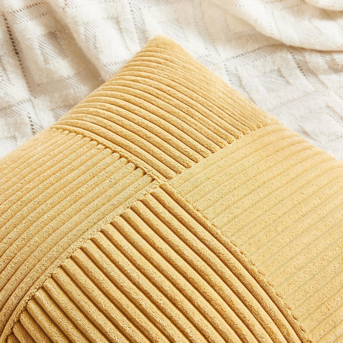 Fancy Homi 2 Packs Gold Yellow Lumbar Decorative Throw Pillow Covers 14x24 Inch for Couch Bed Sofa