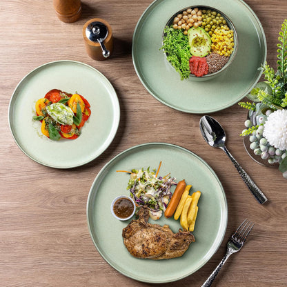GBHOME Ceramic Dinnerware Sets for 6, 18 Pieces Stoneware Plates and Bowls Sets, Scratch Resistant