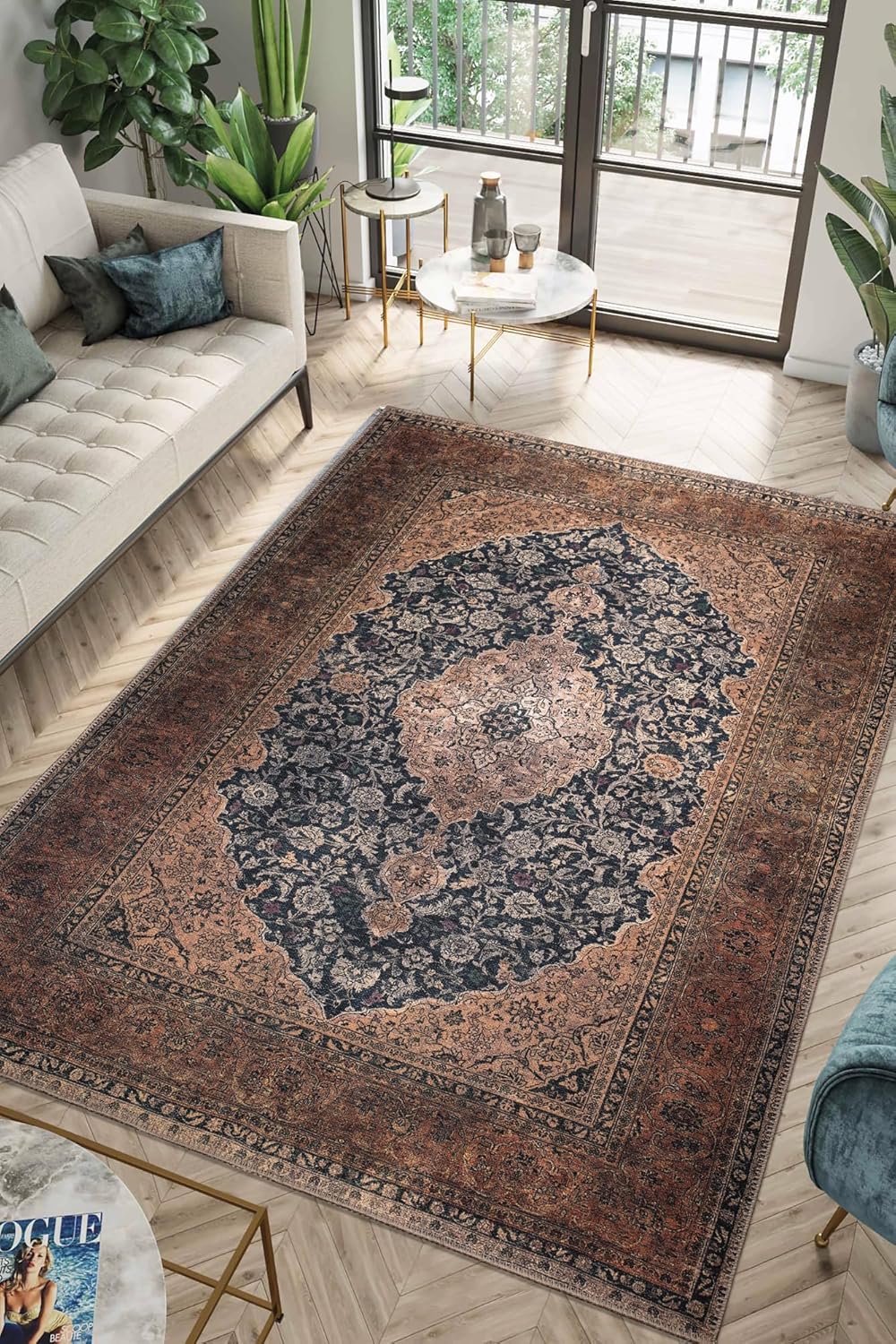 Keen Home Design 8x10 Rug - Machine Washable Area Rug with Non-Slip Backing, Ideal for Living Room