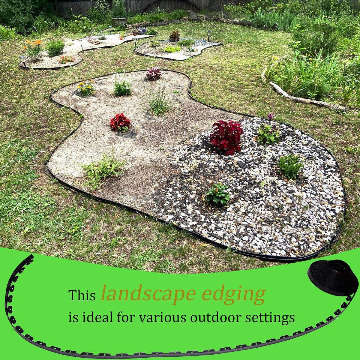 Landscape Edging 2 Inch Tall 100 FT, Garden Edging Border with 5 Pcs Connectors and 60 Pcs