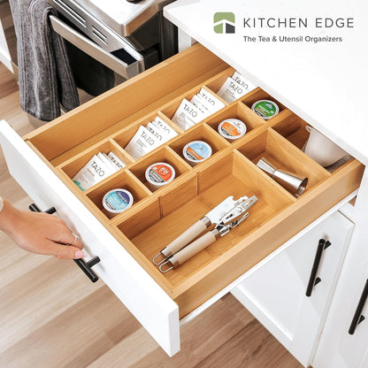 Premium Utensils and Tea Bag Drawer Organizers – 14-Compartment Design with Removable Dividers