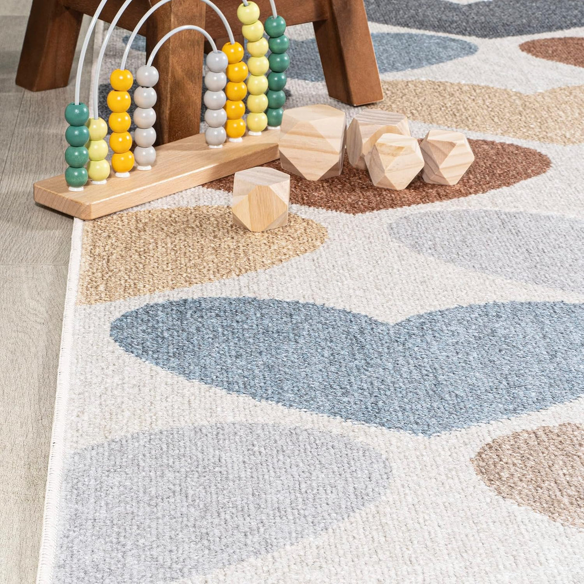 JONATHAN Y Machine-Washable Ivory/Blue/Orange Runner Rug, 2x8, Dila Modern Hearts Geometric, Kids &
