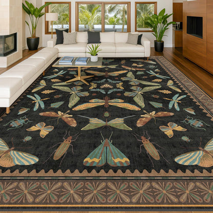 Large Black Rug for Living Room - Area Rugs 9x12 Dining Room Table, Large Bedroom Under Bed, Unique