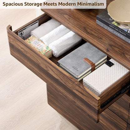 8 Drawer Dresser for Bedroom, 52 Inch Wide Modern Chest of Drawers, Push-to-Open Wood Storgae