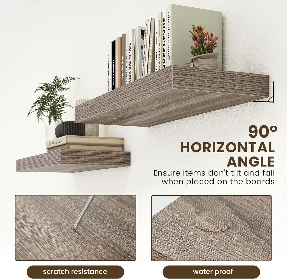 12 Inch Deep Floating Shelves for Wall | 30 Inch Floating Shelves Set of 2 | Rustic Grey Wood