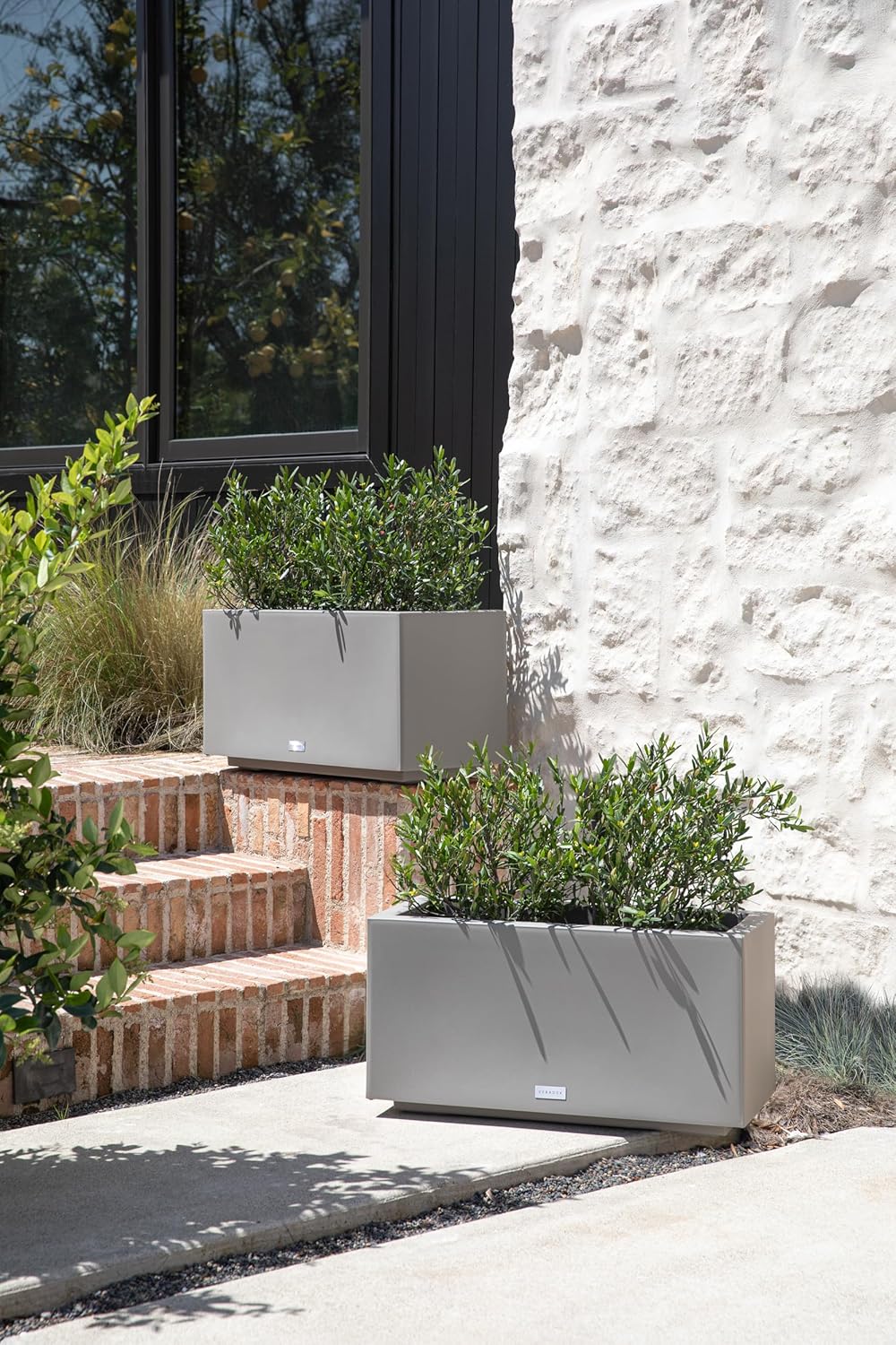 Veradek Block Series Long Box Planter - Large Rectangular Planter for Indoor or Outdoor Patio/Porch