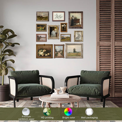 LANCHI95 12 Pcs Vintage Wall Art Decor, Vintage Art Prints, Vintage Posters for Room, Moody gallery