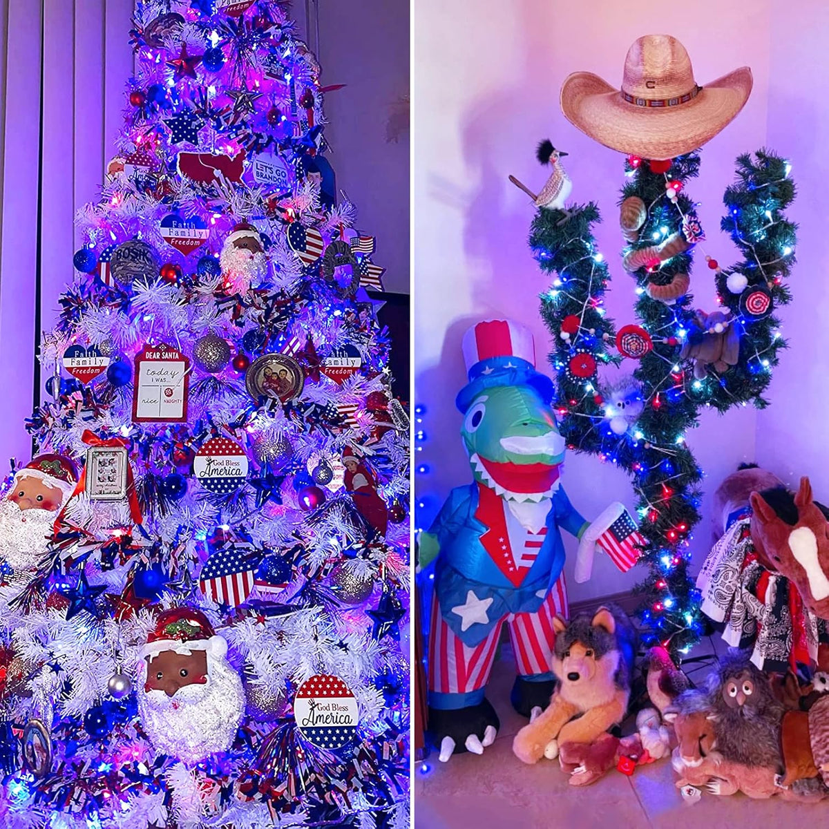 JMEXSUSS 4th of July Decorations Red White and Blue Lights, 33ft 100 LED String Light Indoor