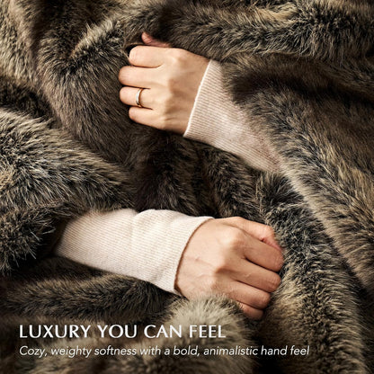 Luxury Faux Fur Throw Blanket, Soft Fluffy Faux Mink Blankets for Bed, Couch, Sofa, Thick Cozy