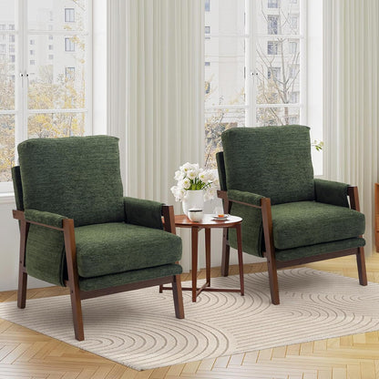 Modern Accent Chairs Set of 2 for Living Room Mid Century Arm Chairs Upholstered Bedroom Chairs