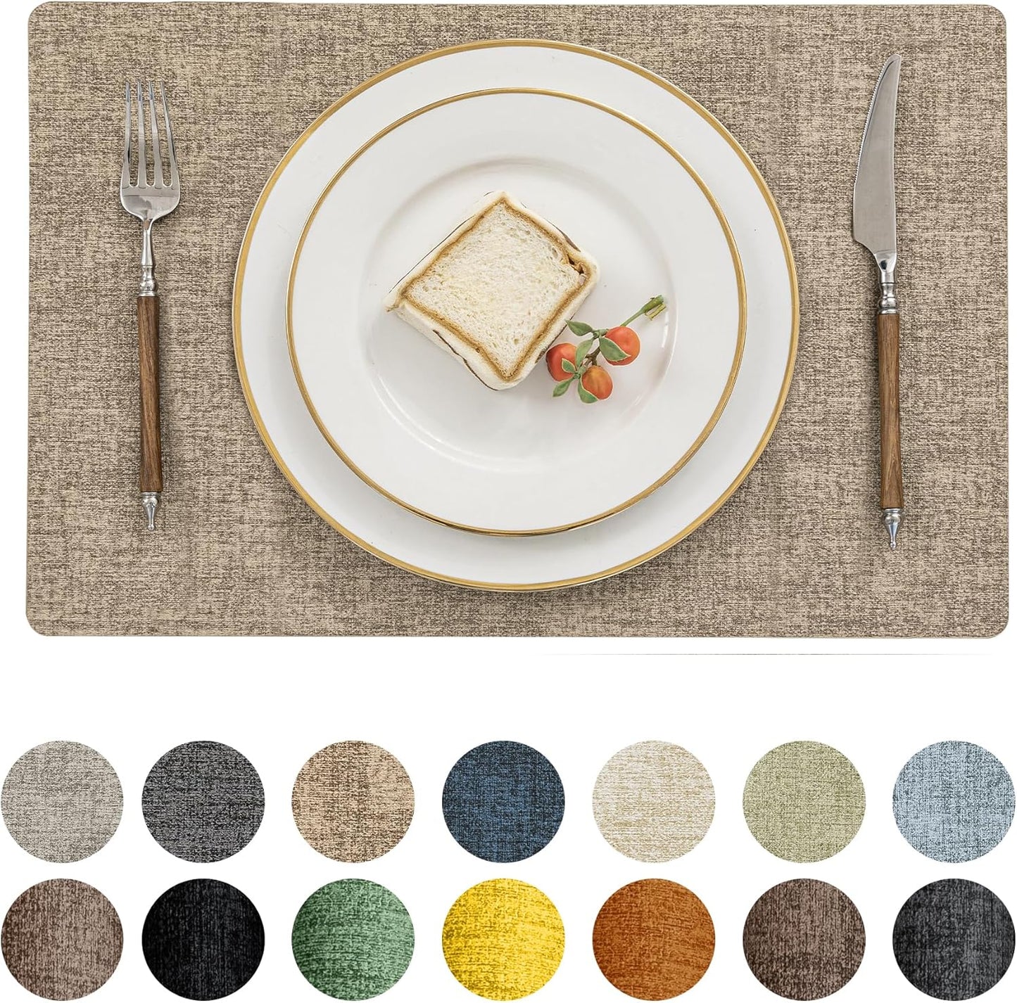 Romanstile Vinyl Placemats Set of 4-12 X 18 Inch - Heat Resistant Place Mats 100% Waterproof