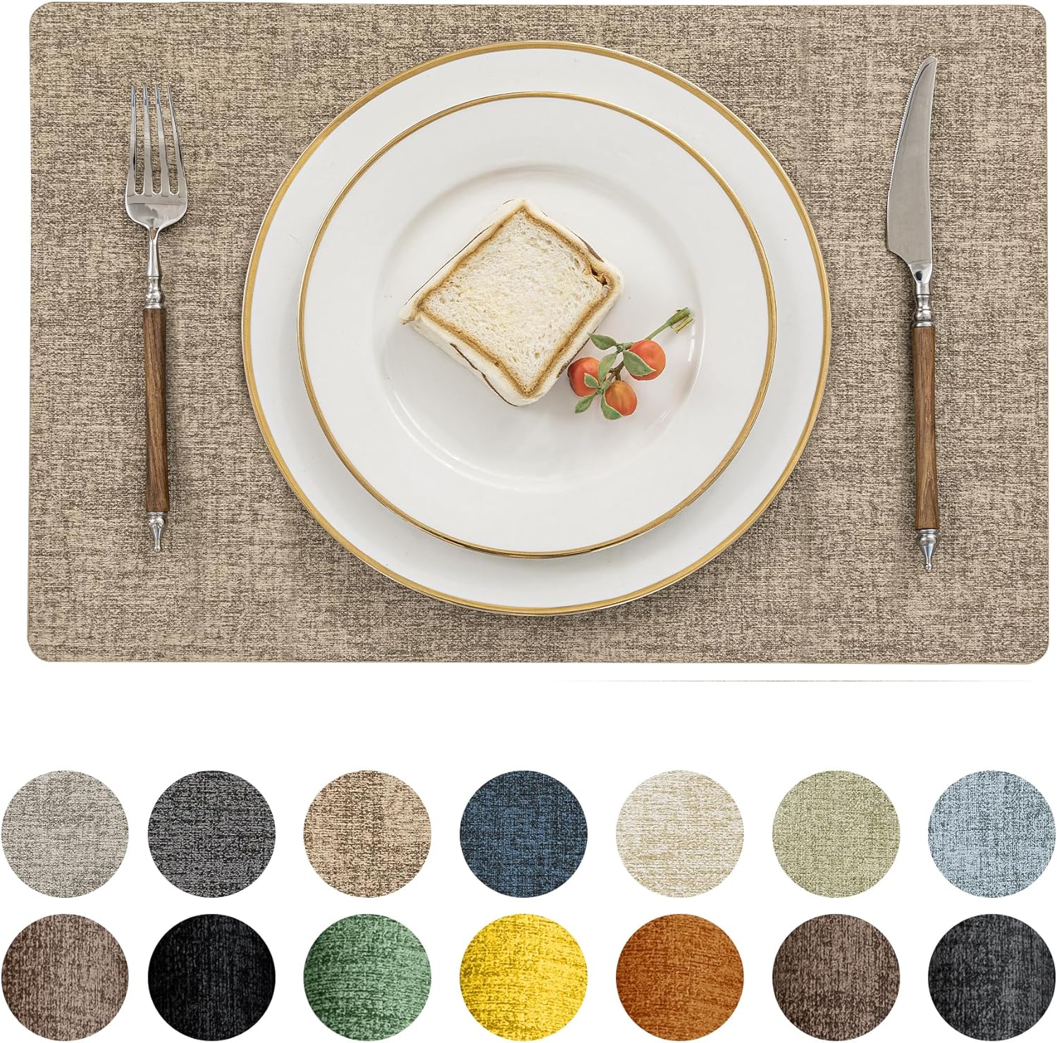 Romanstile Vinyl Placemats Set of 8-12 X 18 Inch - Heat Resistant Place Mats 100% Waterproof