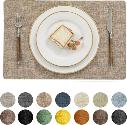 Romanstile Vinyl Placemats Set of 6-12 X 18 Inch - Heat Resistant Place Mats 100% Waterproof