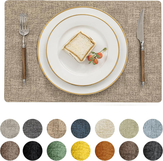 Romanstile Vinyl Placemats Set of 6-12 X 18 Inch - Heat Resistant Place Mats 100% Waterproof