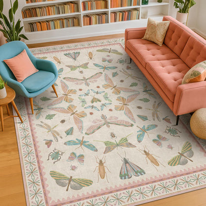 Light Pink Nursery Rug for Baby, Cute 5x7 Area Rugs for Girls Bedroom, Kids Room, Playroom