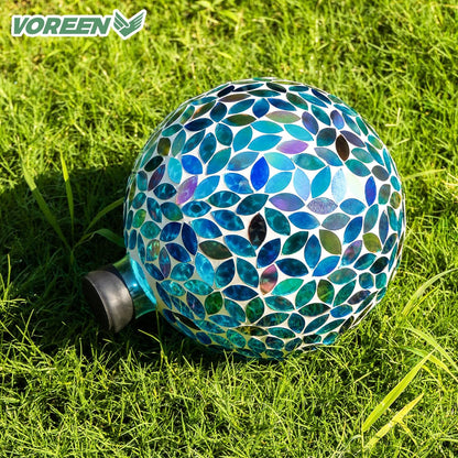 VOREEN 10-Inch Gazing Ball Glass Mosaic Gazing Globe, Outdoor Reflective Ball Yard Decoration for