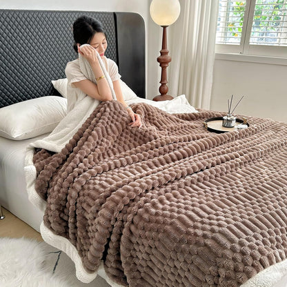 UKELER Sherpa Bed Blanket 80 × 90 inch, Ultra Soft Queen Size Throw Blankets for All Season, 470