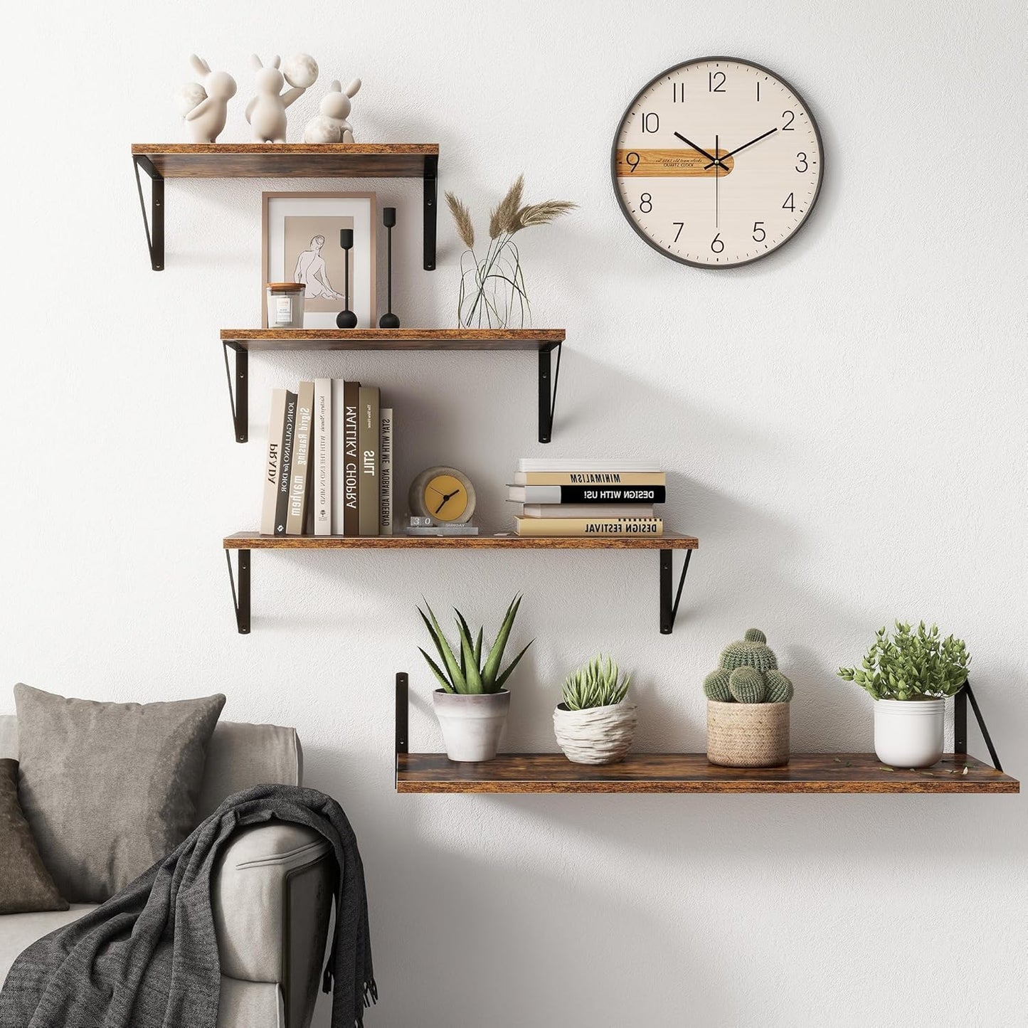 18"W x10"D Floating Shelves, Farmhouse Wall Shelves Home Decor Shelf, Deep Bathroom Shelves with