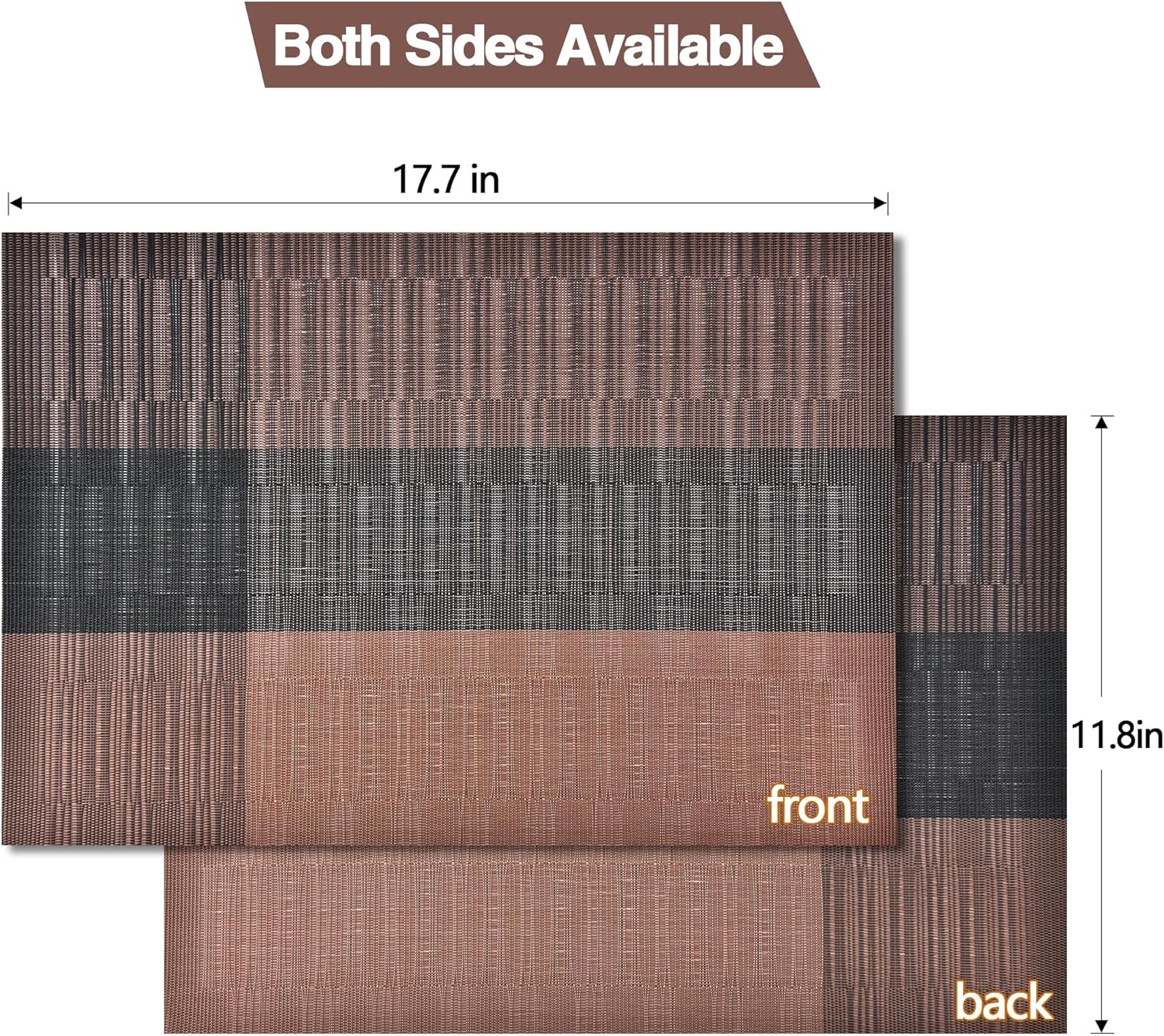 Placemats Set of 6 - Easy Clean Modern Durable Washable Vinyl Place Mats - Heat Resistant Placemats